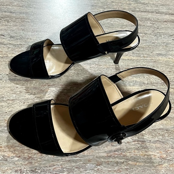 Coach Marla open toe strapped glossy kitten heels sandals - Picture 3 of 16